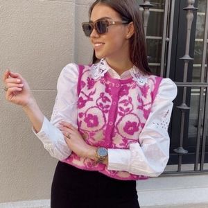 ZARA Floral jacquard knit vest